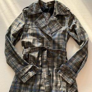 Hurley Plaid lightweight Trenchcoat Style Jacket
